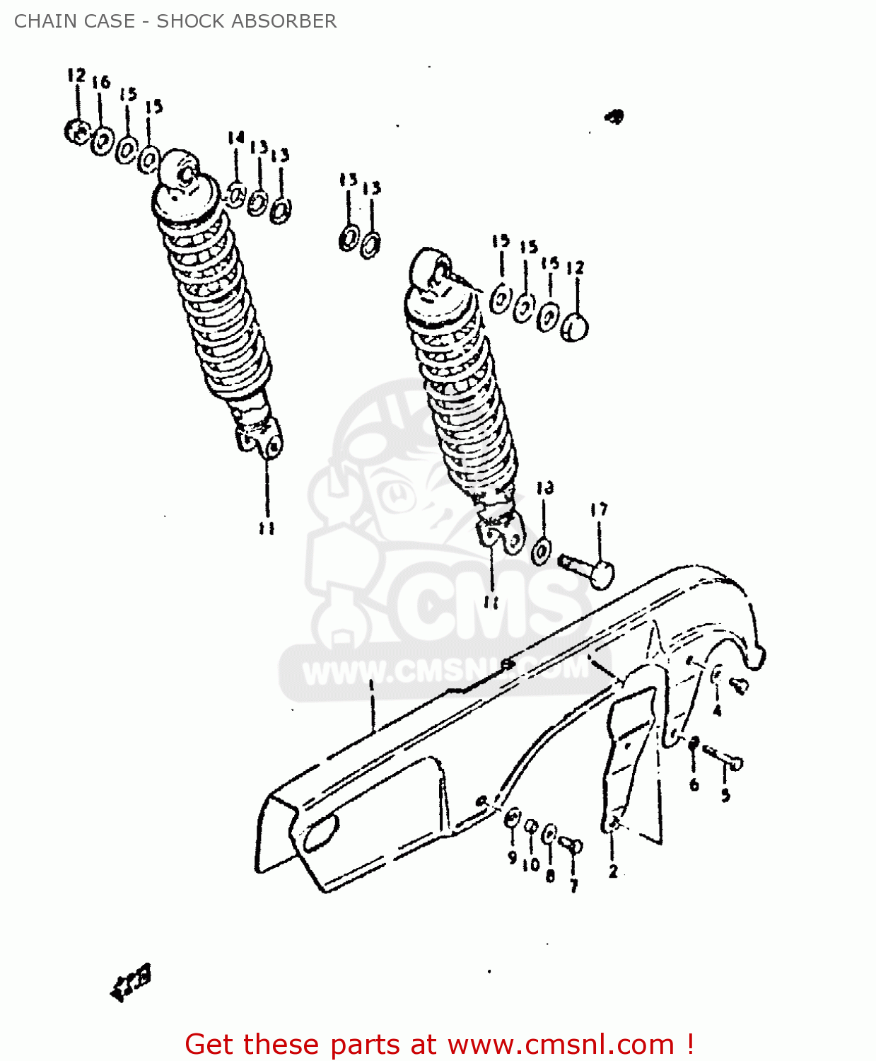 CHAIN CASE - SHOCK ABSORBER GSX750 1981 (X) (E01 E02 E06 E22 E24)
