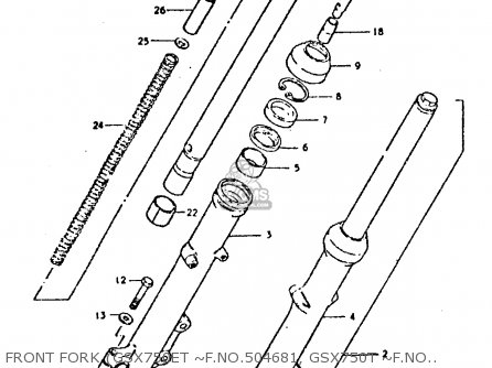 FRONT FORK (GSX750ET ~F.NO.504681, GSX750T ~F.NO.100291) - GSX750 1981 (X) (E01 E02 E06 E22 E24)