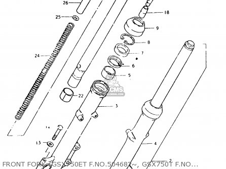 FRONT FORK (GSX750ET F.NO.504682~, GSX750T F.NO.100292~) - GSX750 1981 (X) (E01 E02 E06 E22 E24)