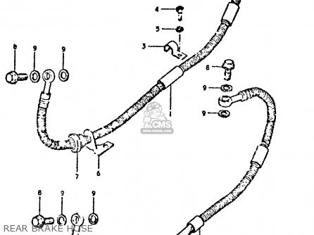 REAR BRAKE HOSE - GSX750 1981 (X) (E01 E02 E06 E22 E24)