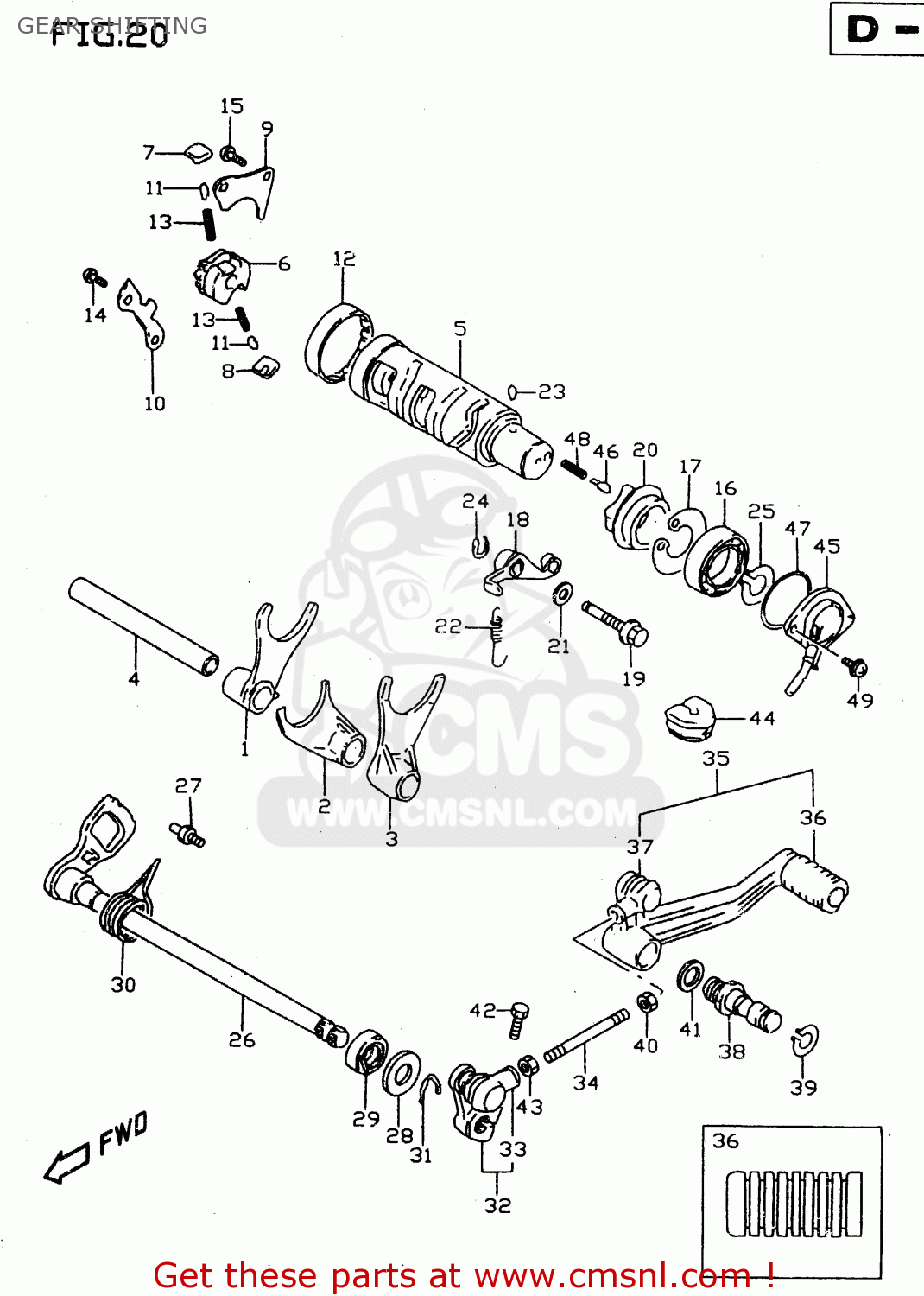 GEAR SHIFTING GSX750 1998 (W) (E02 E04 E17 E18 E22 E25 E34)