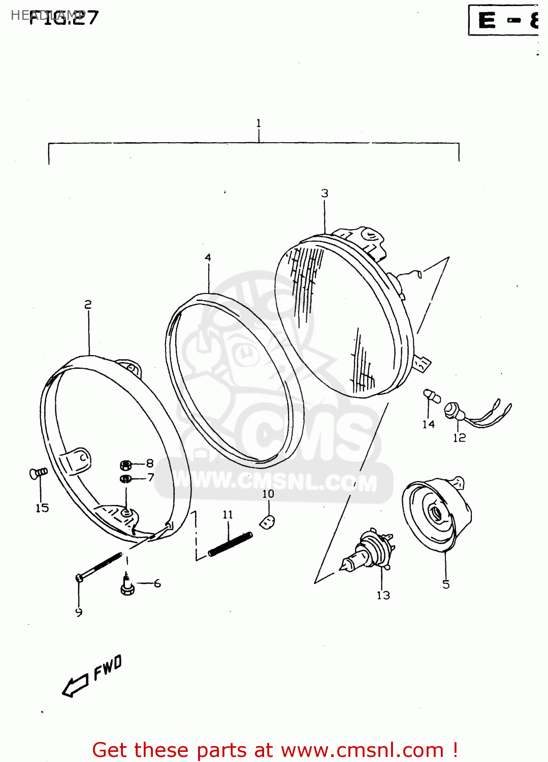 HEADLAMP GSX750 1998 (W) (E02 E04 E17 E18 E22 E25 E34)