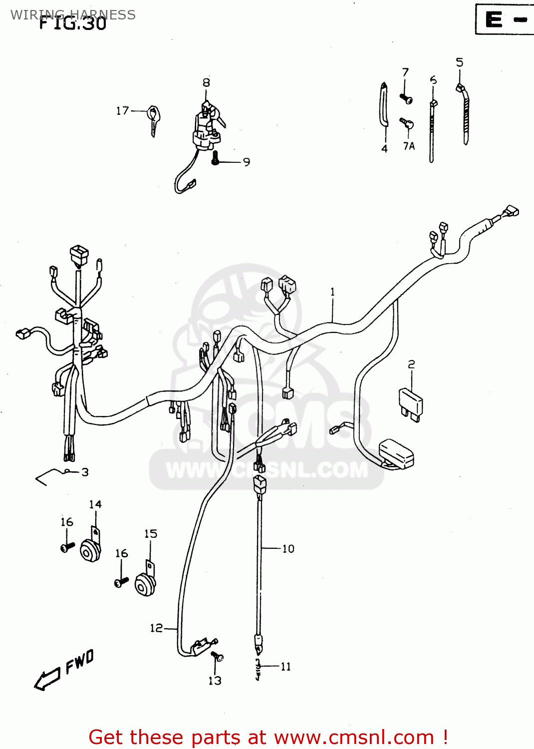 WIRING HARNESS GSX750 1998 (W) (E02 E04 E17 E18 E22 E25 E34)