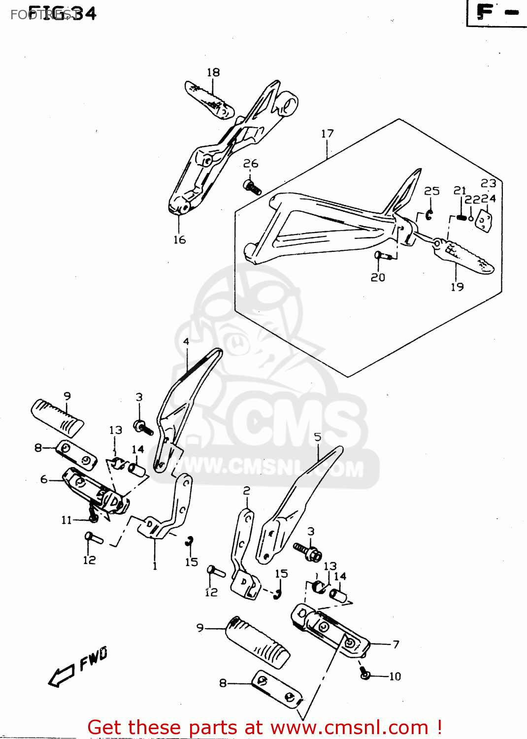 FOOTREST GSX750 1998 (W) (E02 E04 E17 E18 E22 E25 E34)