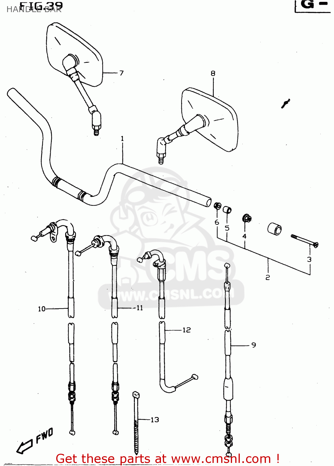 HANDLE BAR GSX750 1998 (W) (E02 E04 E17 E18 E22 E25 E34)
