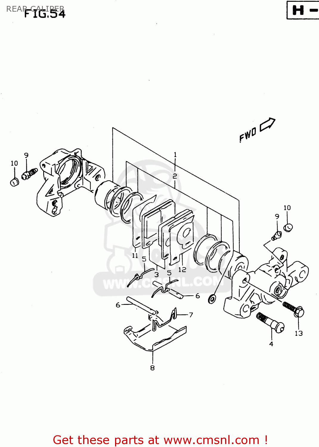 REAR CALIPER GSX750 1998 (W) (E02 E04 E17 E18 E22 E25 E34)