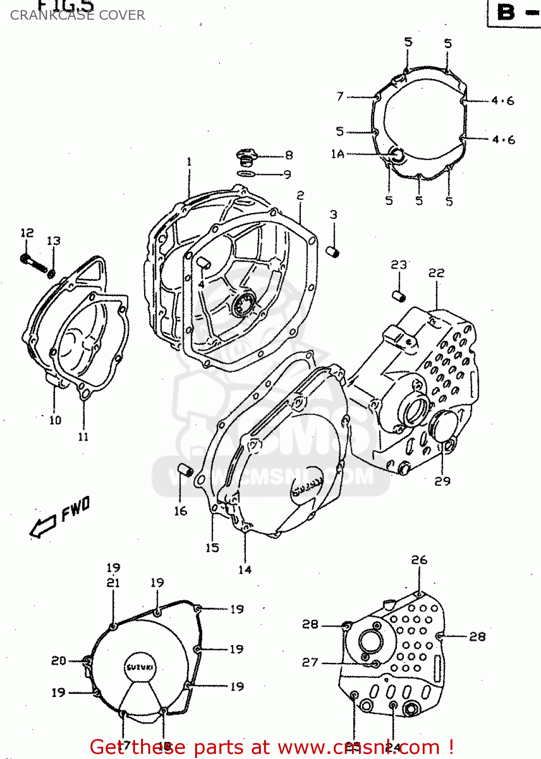 CRANKCASE COVER GSX750 1998 (W) (E02 E04 E17 E18 E22 E25 E34)