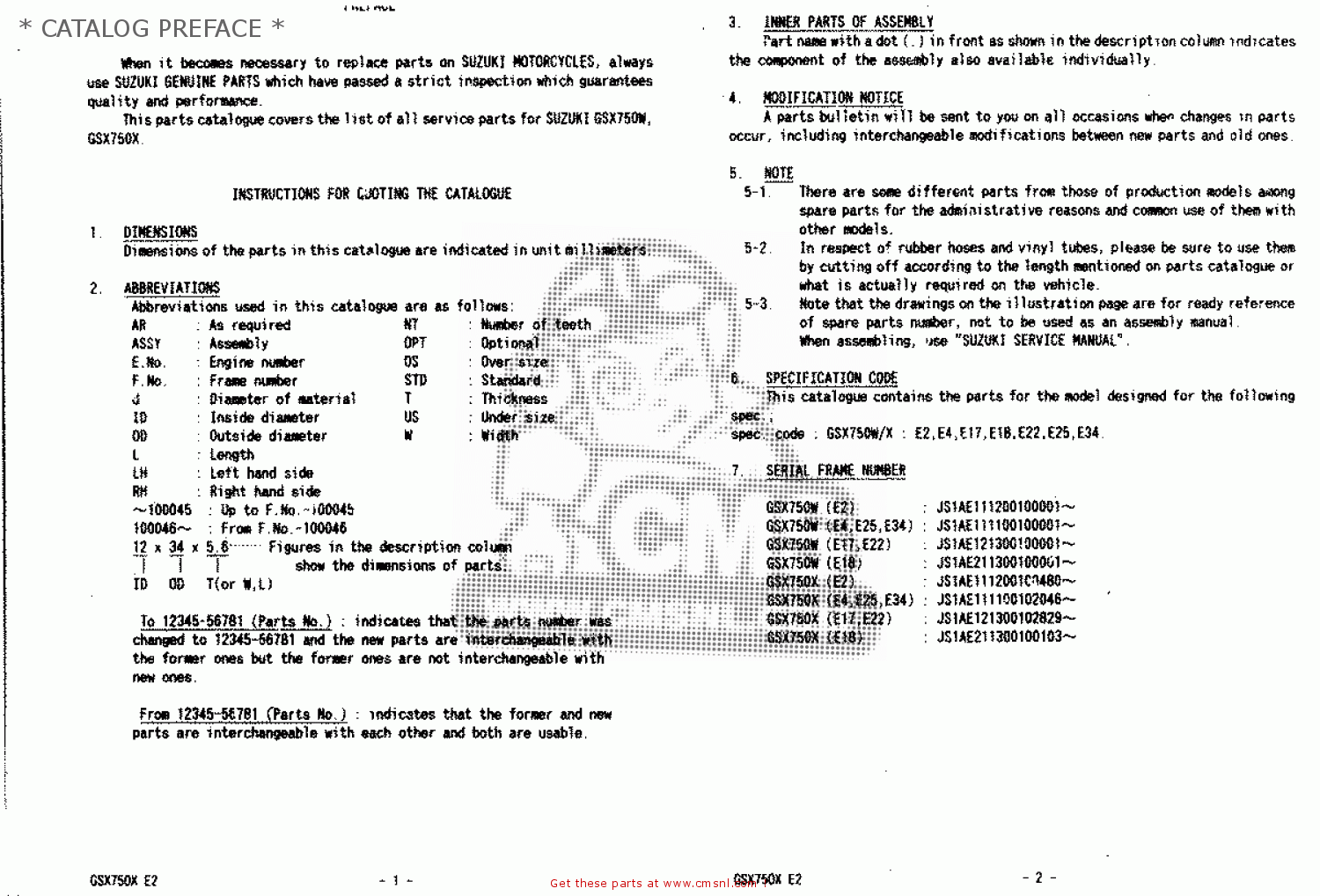 * CATALOG PREFACE * GSX750 1998 (W) (E02 E04 E17 E18 E22 E25 E34)