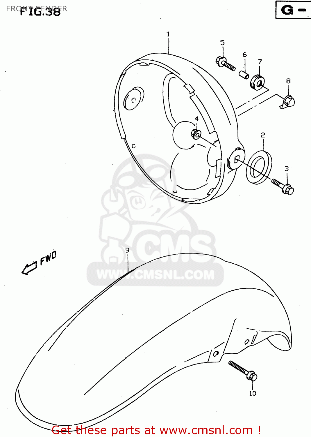 FRONT FENDER GSX750 1999 (X) (E02 E04 E17 E18 E22 E25 E34)