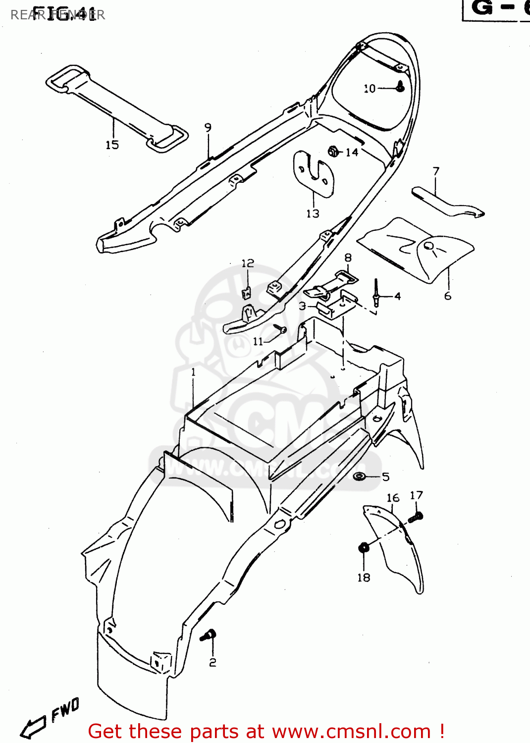 REAR FENDER GSX750 1999 (X) (E02 E04 E17 E18 E22 E25 E34)