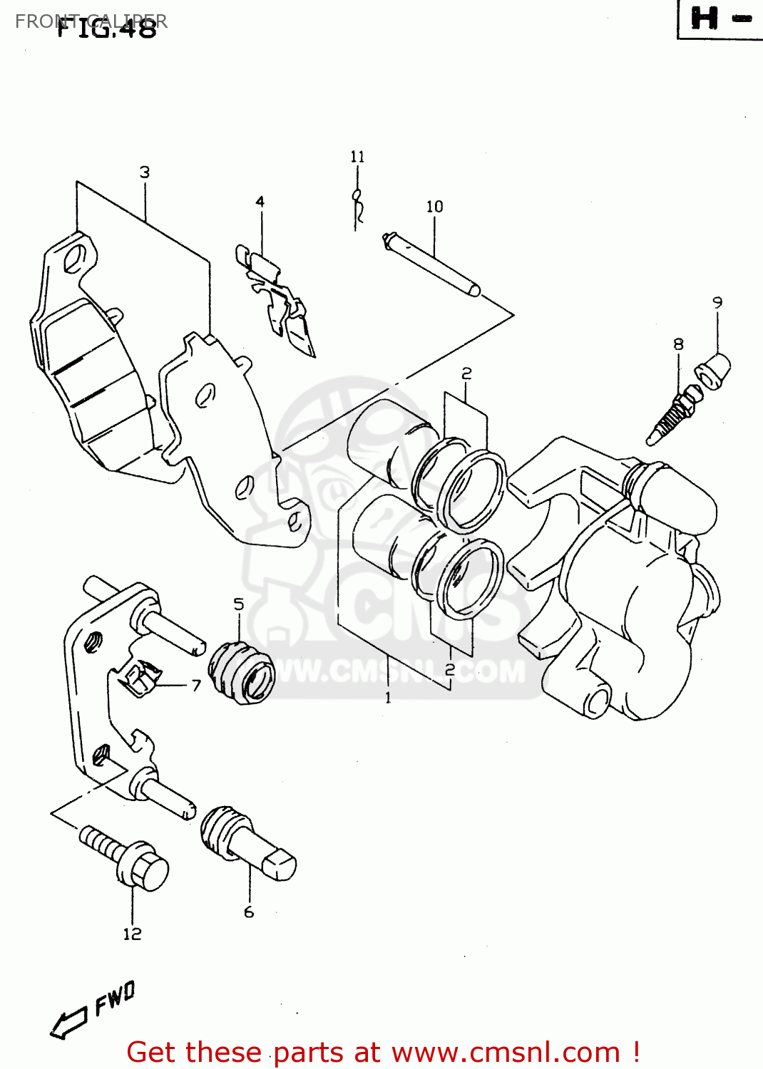 FRONT CALIPER GSX750 1999 (X) (E02 E04 E17 E18 E22 E25 E34)