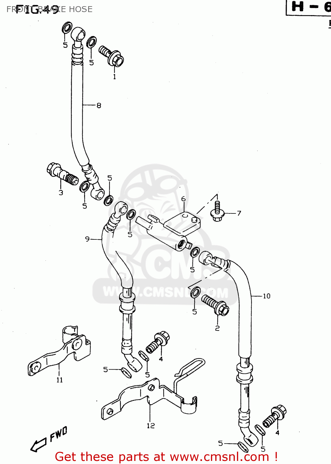 FRONT BRAKE HOSE GSX750 1999 (X) (E02 E04 E17 E18 E22 E25 E34)