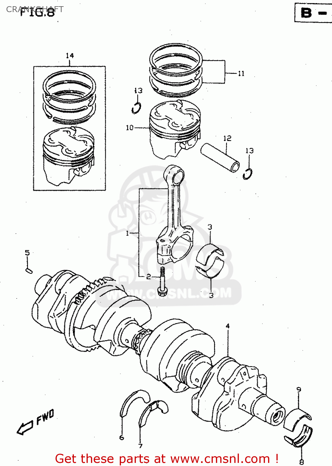 CRANKSHAFT GSX750 1999 (X) (E02 E04 E17 E18 E22 E25 E34)