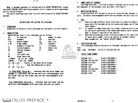 * CATALOG PREFACE * - GSX750 1999 (X) (E02 E04 E17 E18 E22 E25 E34)