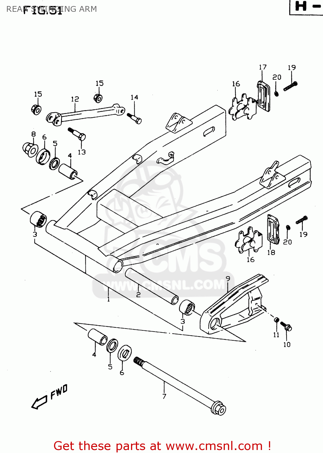 REAR SWINGING ARM GSX750 2000 (Y)