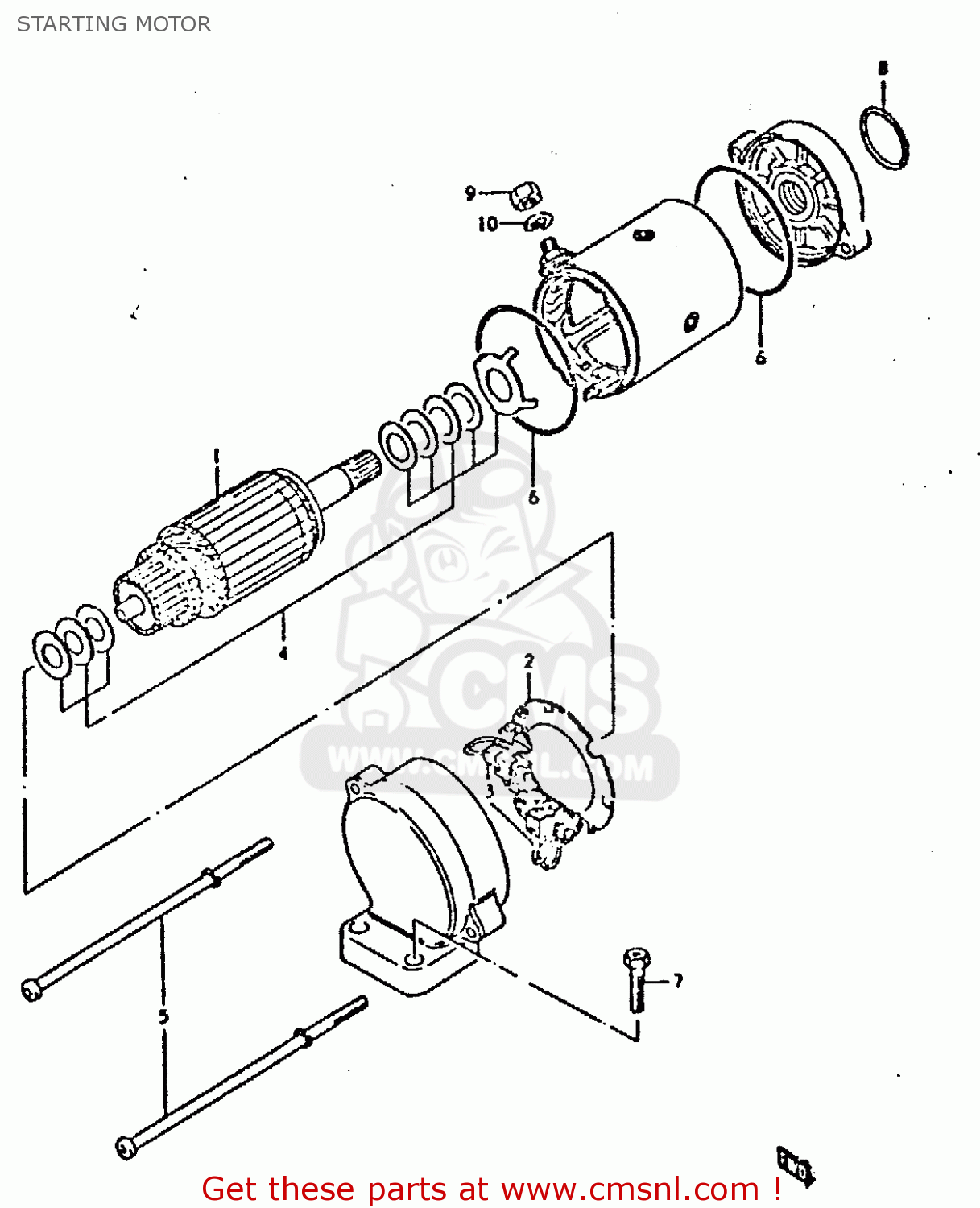 STARTING MOTOR GSX750E 1980 (T) (01 02 04 6 16 17 18 21 22 24 25 26 27 30 34 39