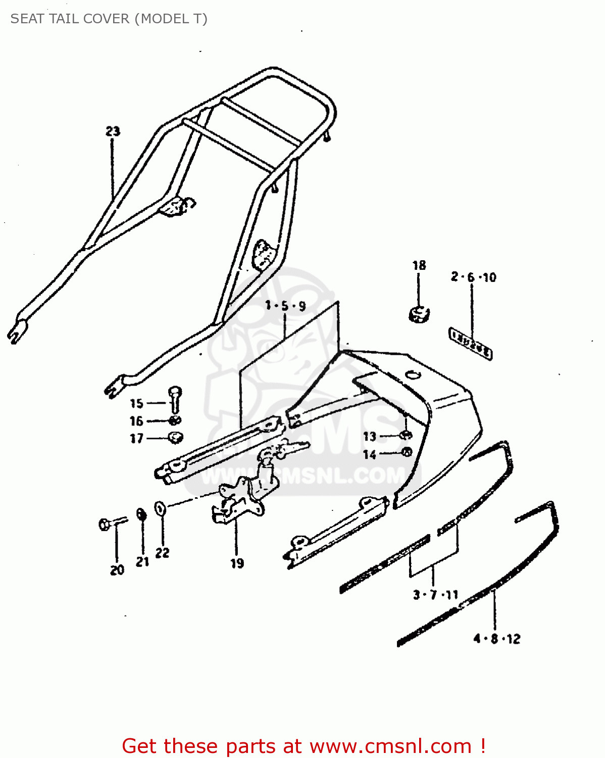 SEAT TAIL COVER (MODEL T) GSX750E 1980 (T) (01 02 04 6 16 17 18 21 22 24 25 26 27 30 34 39