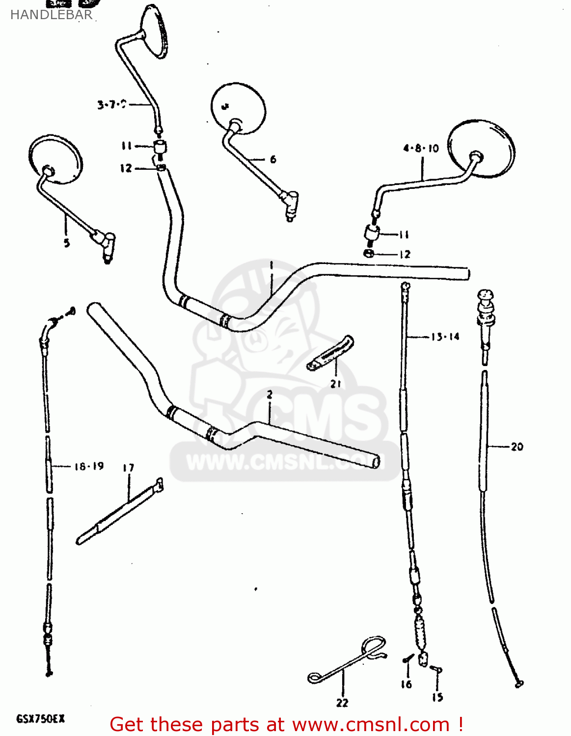 HANDLEBAR GSX750E 1980 (T) (01 02 04 6 16 17 18 21 22 24 25 26 27 30 34 39