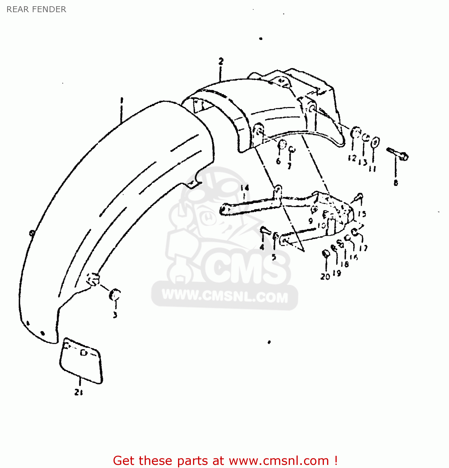 REAR FENDER GSX750E 1980 (T) (01 02 04 6 16 17 18 21 22 24 25 26 27 30 34 39