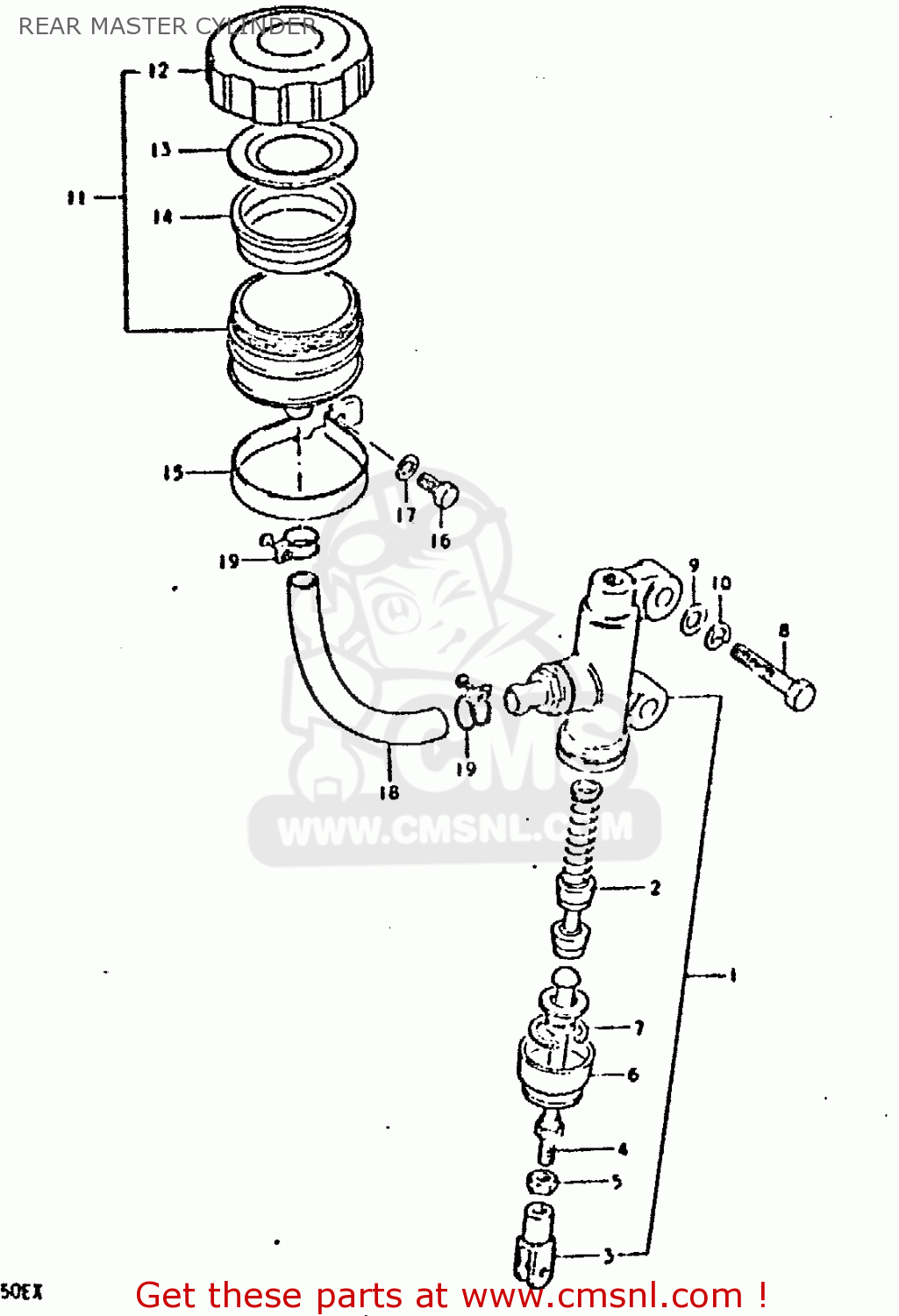 REAR MASTER CYLINDER GSX750E 1980 (T) (01 02 04 6 16 17 18 21 22 24 25 26 27 30 34 39