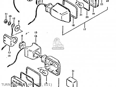 TURN SIGNAL LAMP (E2, E21) - GSX750E 1980 (T) (01 02 04 6 16 17 18 21 22 24 25 26 27 30 34 39
