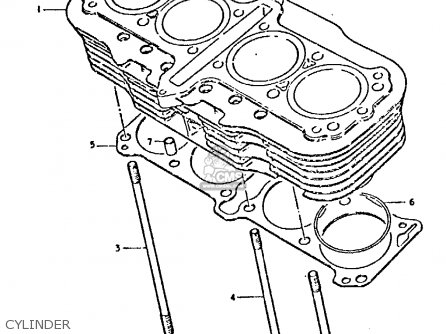CYLINDER - GSX750E 1980 (T) (01 02 04 6 16 17 18 21 22 24 25 26 27 30 34 39