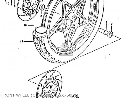 FRONT WHEEL (GSX750ET, GSX750EX) - GSX750E 1980 (T) (01 02 04 6 16 17 18 21 22 24 25 26 27 30 34 39