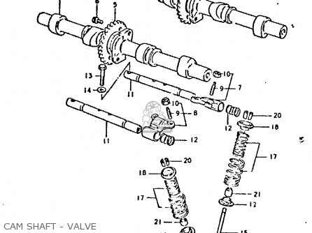 CAM SHAFT - VALVE - GSX750E 1980 (T) (01 02 04 6 16 17 18 21 22 24 25 26 27 30 34 39