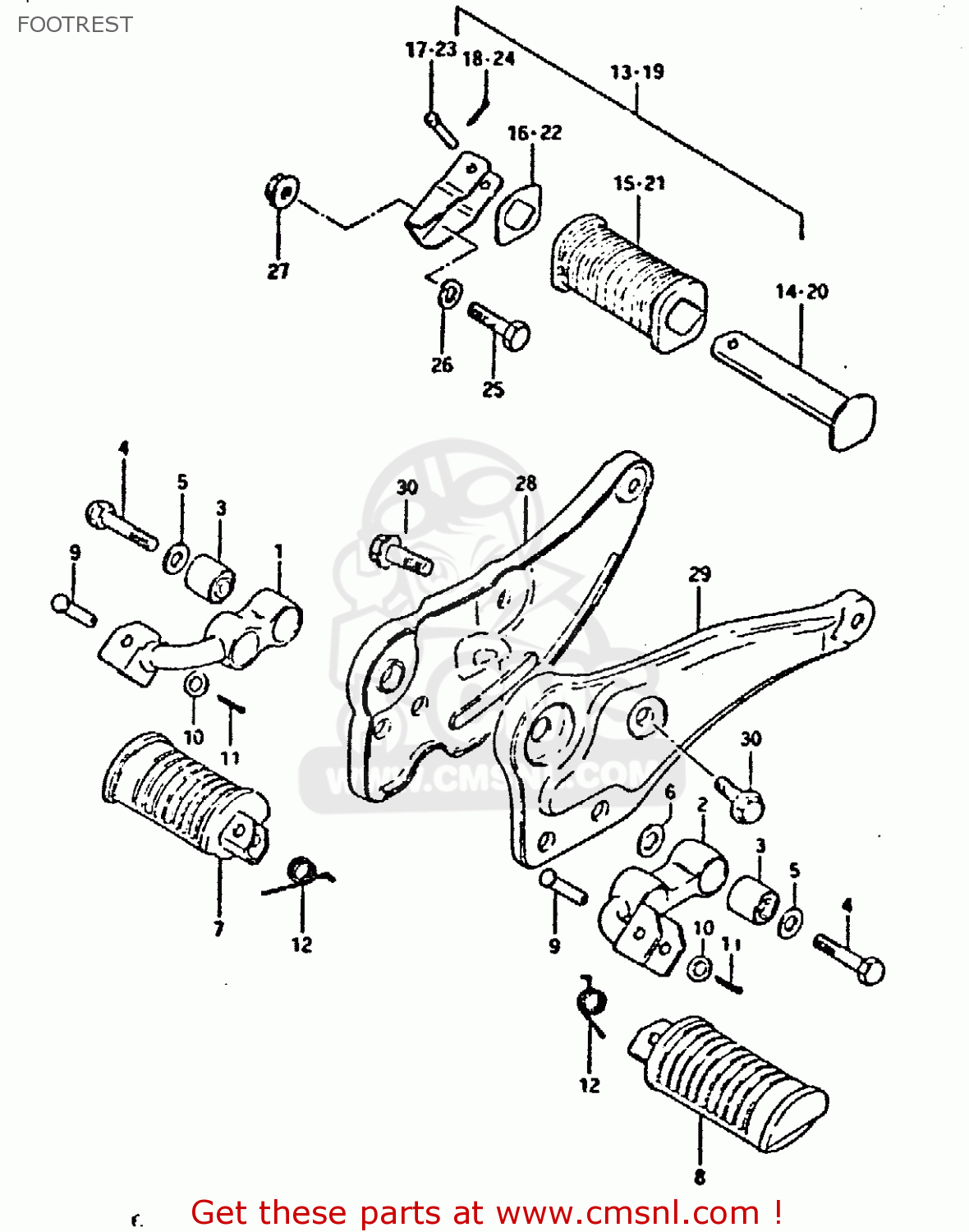 FOOTREST GSX750E 1981 (X) (1 2 4 6 15 16 17 18 21 22 24 25 26 27 30 34 39