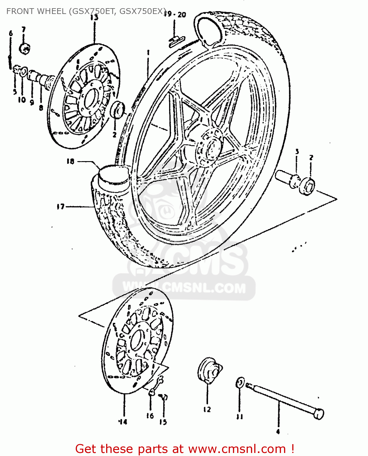FRONT WHEEL (GSX750ET, GSX750EX) GSX750E 1981 (X) (1 2 4 6 15 16 17 18 21 22 24 25 26 27 30 34 39
