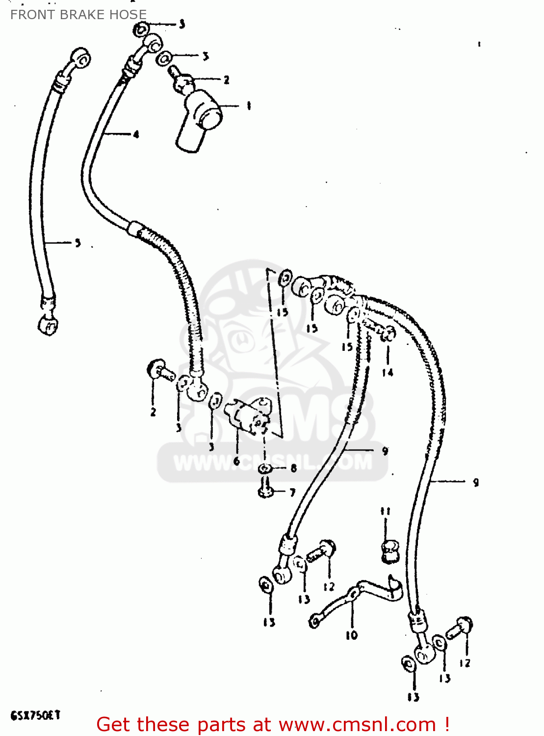 FRONT BRAKE HOSE GSX750E 1981 (X) (1 2 4 6 15 16 17 18 21 22 24 25 26 27 30 34 39