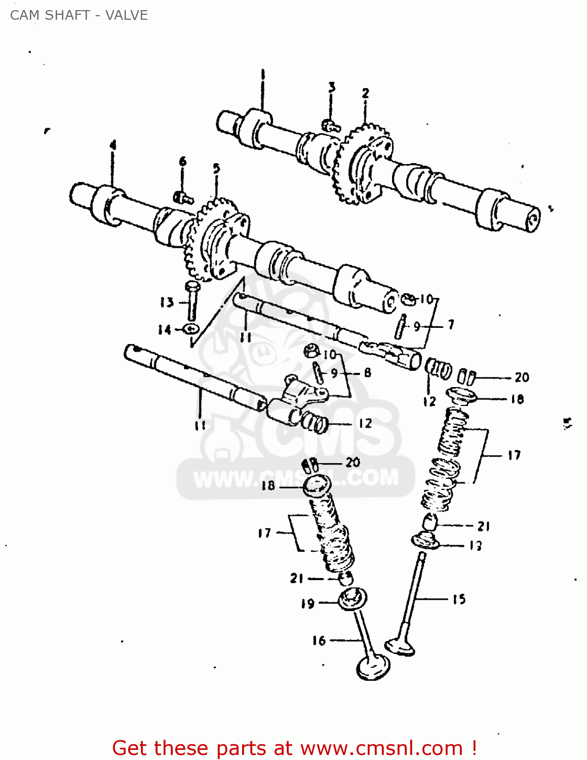 CAM SHAFT - VALVE GSX750E 1981 (X) (1 2 4 6 15 16 17 18 21 22 24 25 26 27 30 34 39