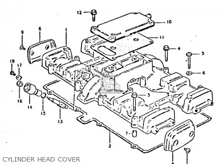 CYLINDER HEAD COVER - GSX750E 1981 (X) (1 2 4 6 15 16 17 18 21 22 24 25 26 27 30 34 39