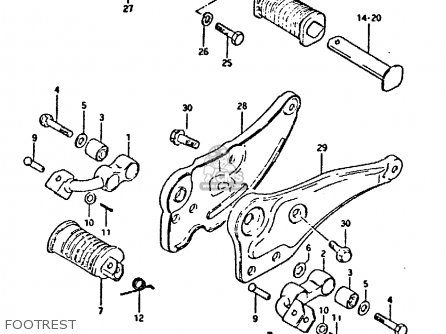 FOOTREST - GSX750E 1981 (X) (1 2 4 6 15 16 17 18 21 22 24 25 26 27 30 34 39