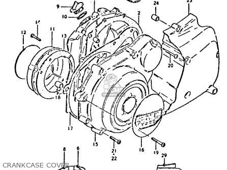 CRANKCASE COVER - GSX750E 1981 (X) (1 2 4 6 15 16 17 18 21 22 24 25 26 27 30 34 39