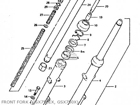 FRONT FORK (GSX750EX, GSX750X) - GSX750E 1981 (X) (1 2 4 6 15 16 17 18 21 22 24 25 26 27 30 34 39