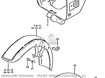 HEADLAMP HOUSING - FRONT FENDER (GSX750EX, X) - GSX750E 1981 (X) (1 2 4 6 15 16 17 18 21 22 24 25 26 27 30 34 39