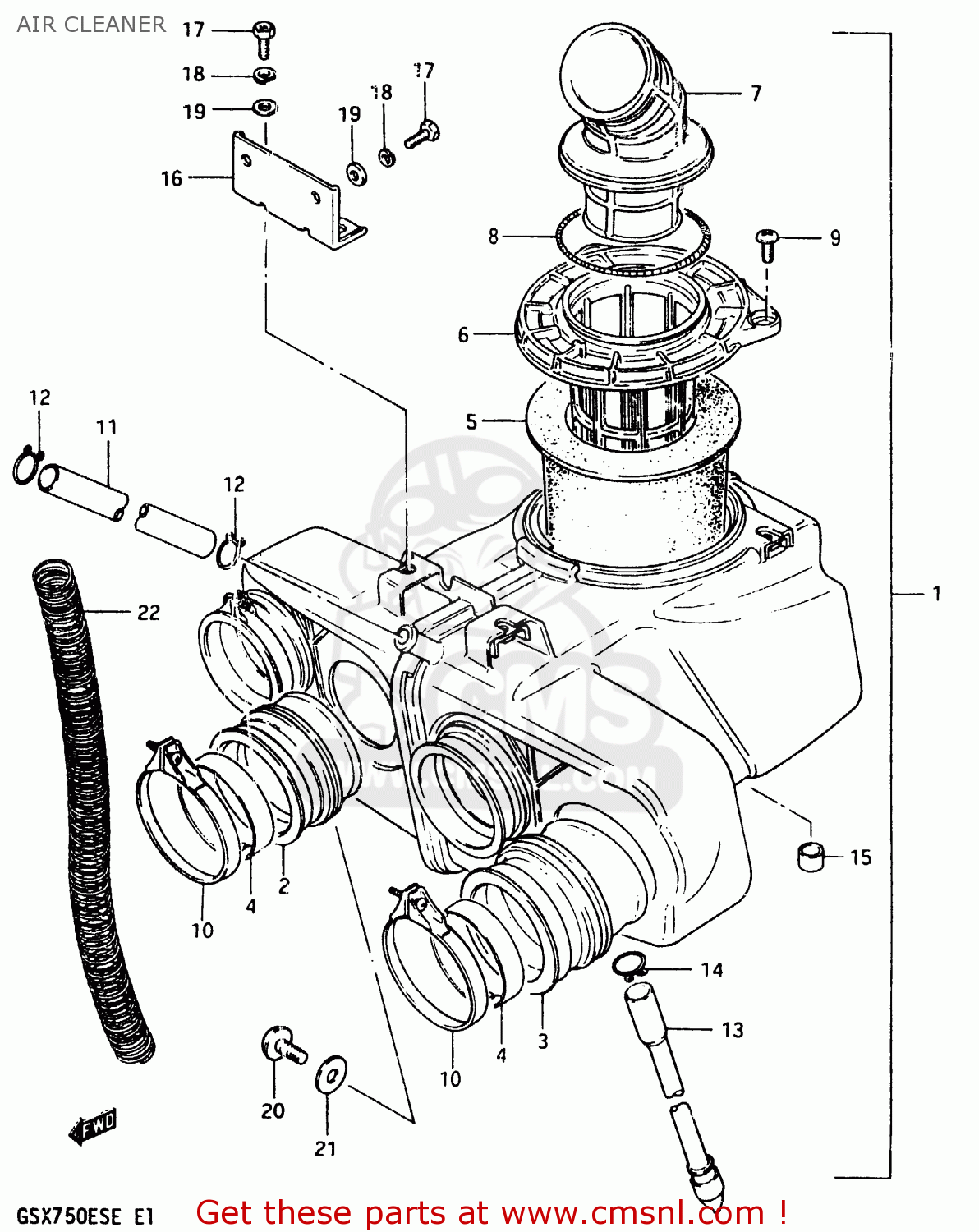 AIR CLEANER GSX750E 1984 (E) (E01 E02 6 15 16 17 18 21 22 24 25 26 30 34 39)