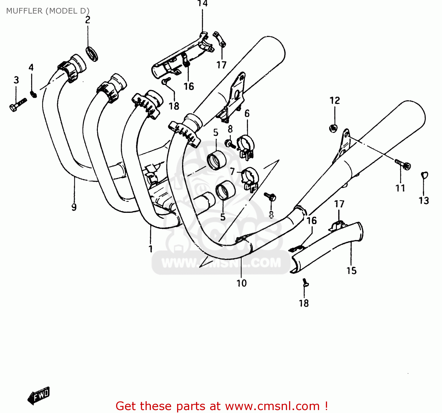 MUFFLER (MODEL D) GSX750E 1984 (E) (E01 E02 6 15 16 17 18 21 22 24 25 26 30 34 39)