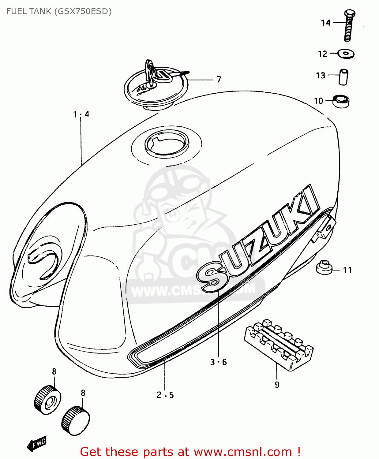 FUEL TANK (GSX750ESD) GSX750E 1984 (E) (E01 E02 6 15 16 17 18 21 22 24 25 26 30 34 39)