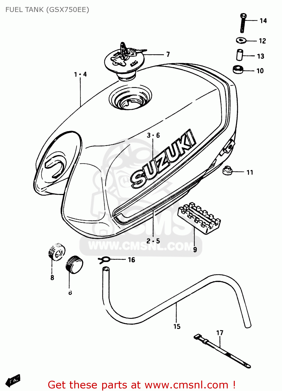 FUEL TANK (GSX750EE) GSX750E 1984 (E) (E01 E02 6 15 16 17 18 21 22 24 25 26 30 34 39)