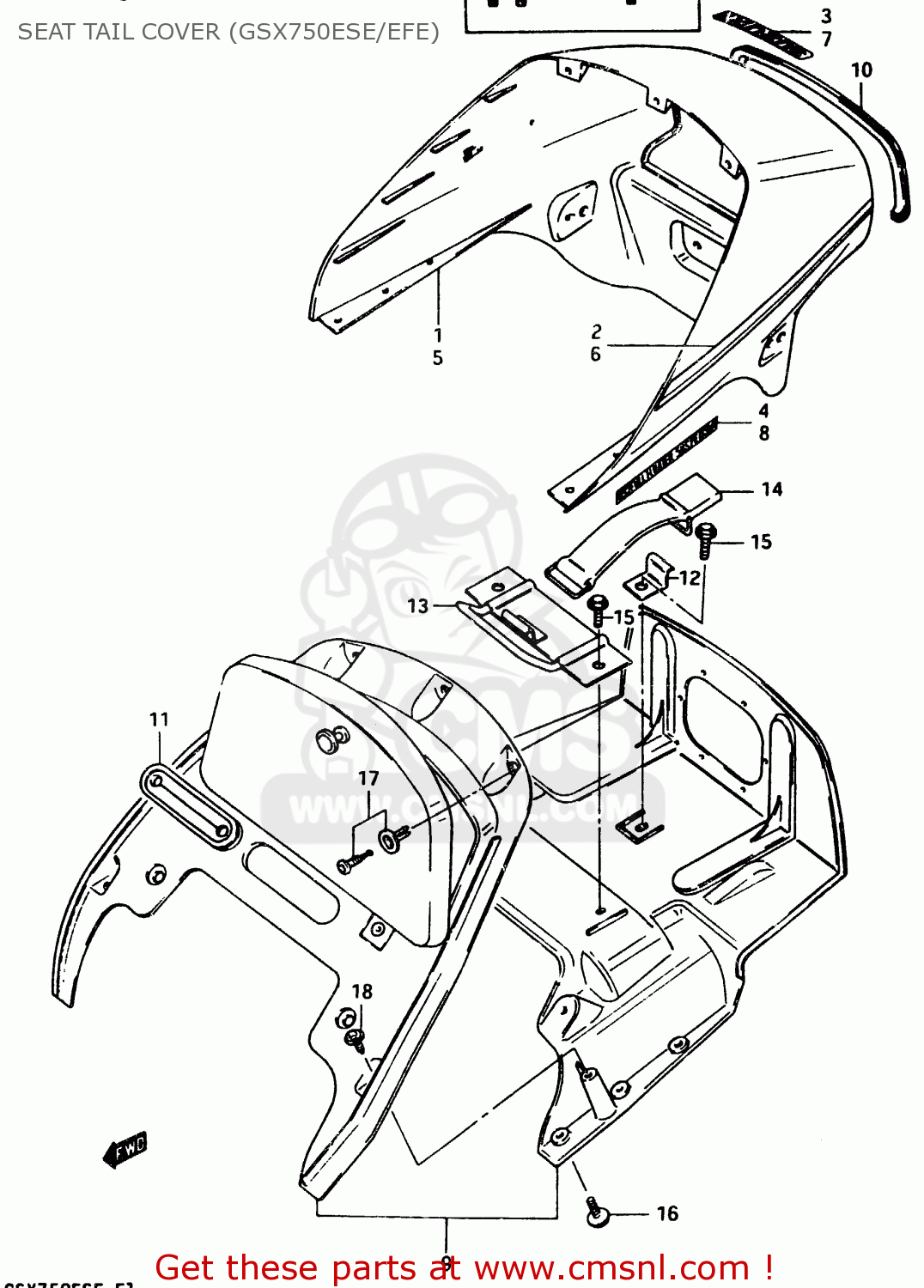 SEAT TAIL COVER (GSX750ESE/EFE) GSX750E 1984 (E) (E01 E02 6 15 16 17 18 21 22 24 25 26 30 34 39)