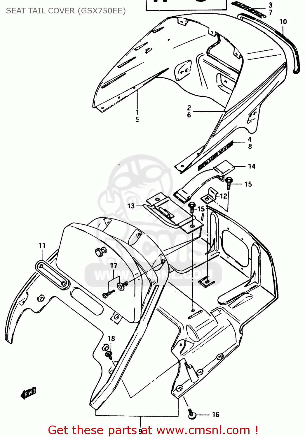 SEAT TAIL COVER (GSX750EE) GSX750E 1984 (E) (E01 E02 6 15 16 17 18 21 22 24 25 26 30 34 39)