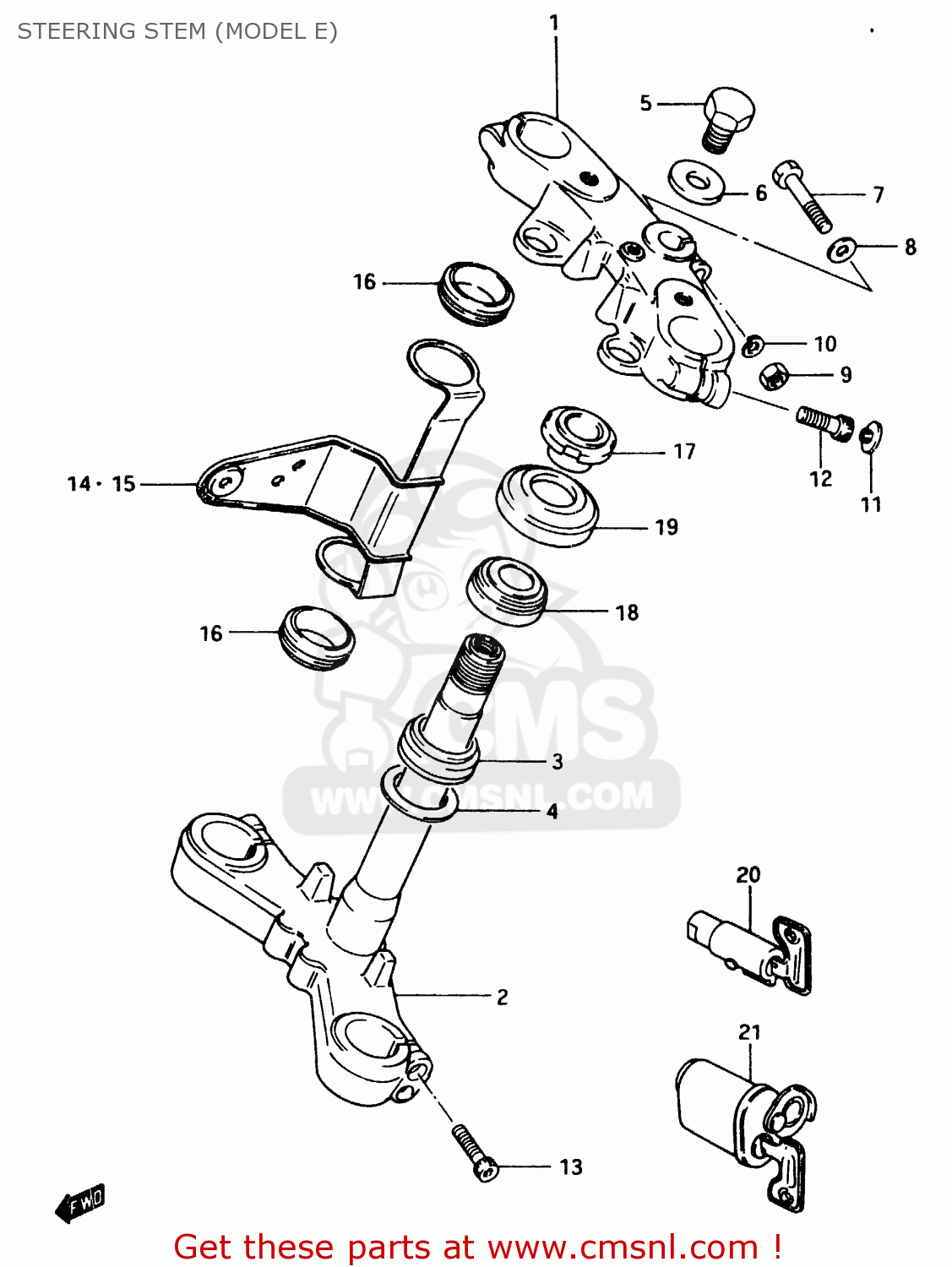 STEERING STEM (MODEL E) GSX750E 1984 (E) (E01 E02 6 15 16 17 18 21 22 24 25 26 30 34 39)