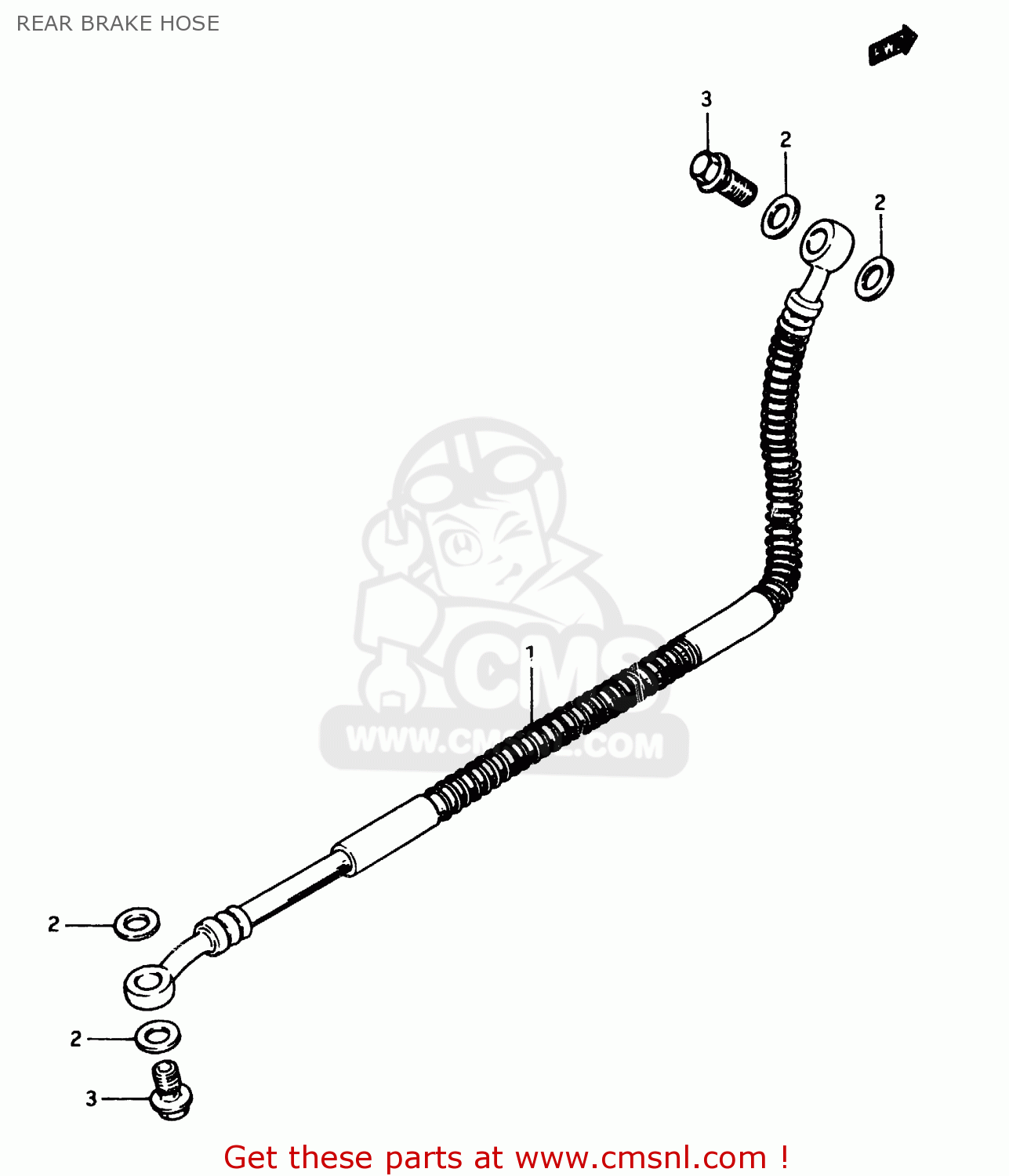 REAR BRAKE HOSE GSX750E 1984 (E) (E01 E02 6 15 16 17 18 21 22 24 25 26 30 34 39)
