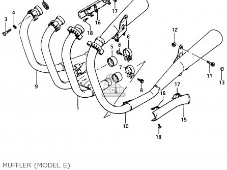 MUFFLER (MODEL E) - GSX750E 1984 (E) (E01 E02 6 15 16 17 18 21 22 24 25 26 30 34 39)