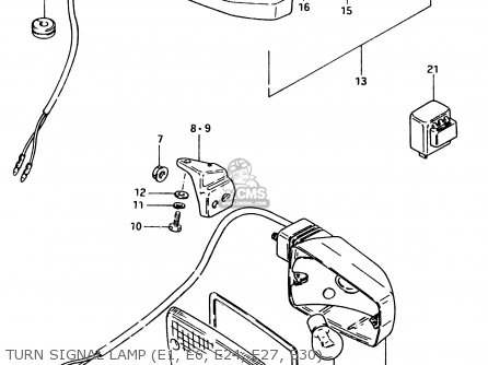 TURN SIGNAL LAMP (E1, E6, E24, E27, E30) - GSX750E 1984 (E) (E01 E02 6 15 16 17 18 21 22 24 25 26 30 34 39)