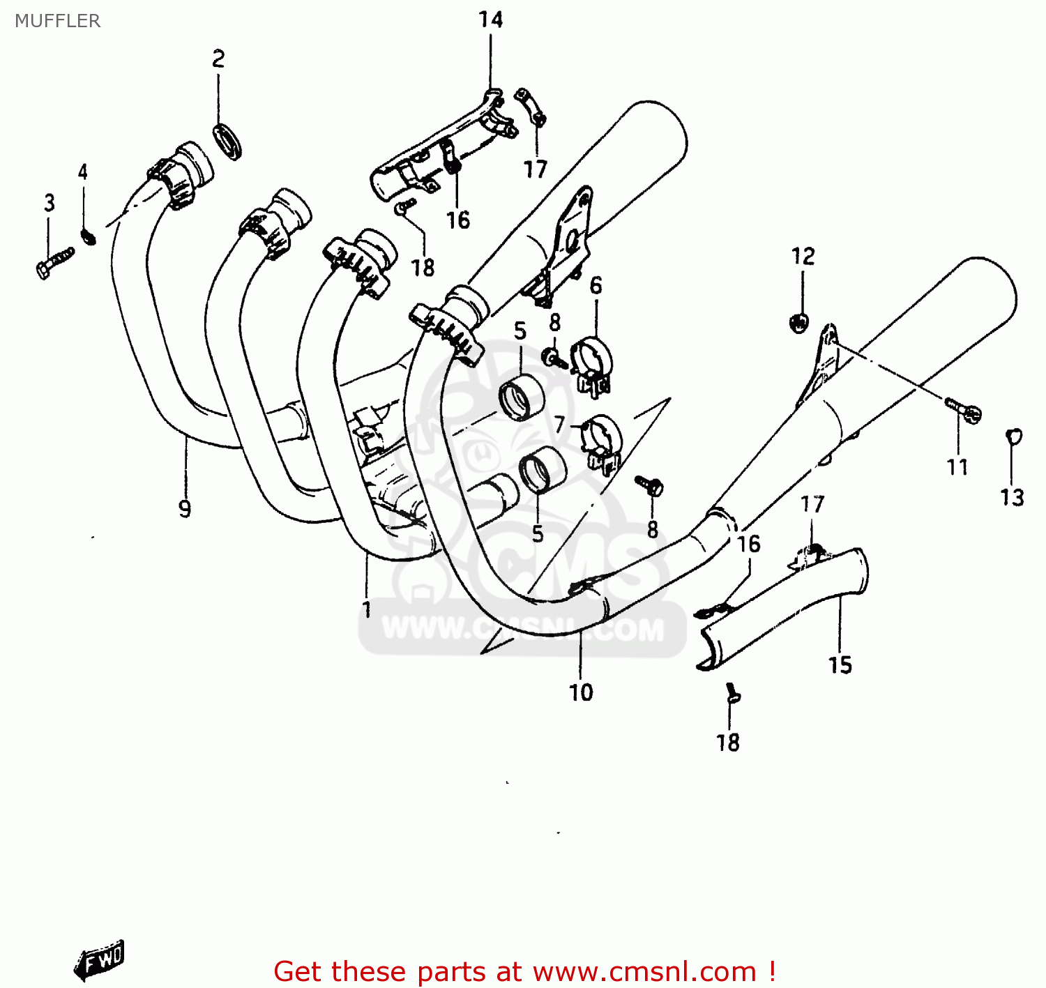 MUFFLER GSX750E 1985 (F) (E01 E02 E21 E24)