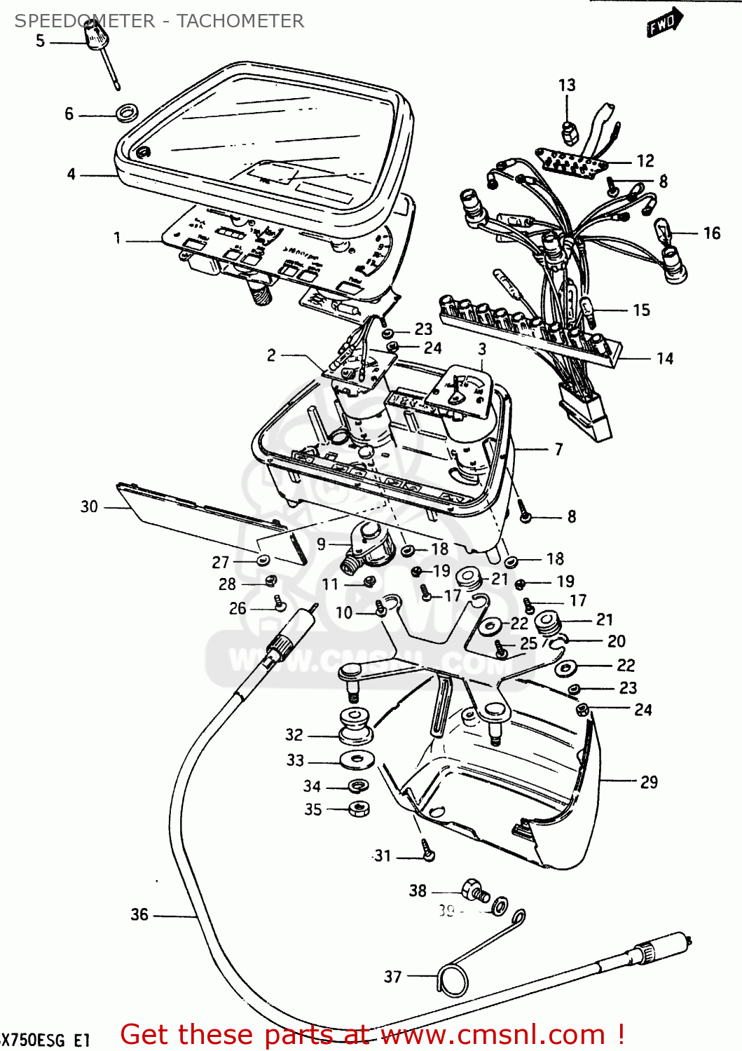 SPEEDOMETER - TACHOMETER GSX750E 1985 (F) (E01 E02 E21 E24)