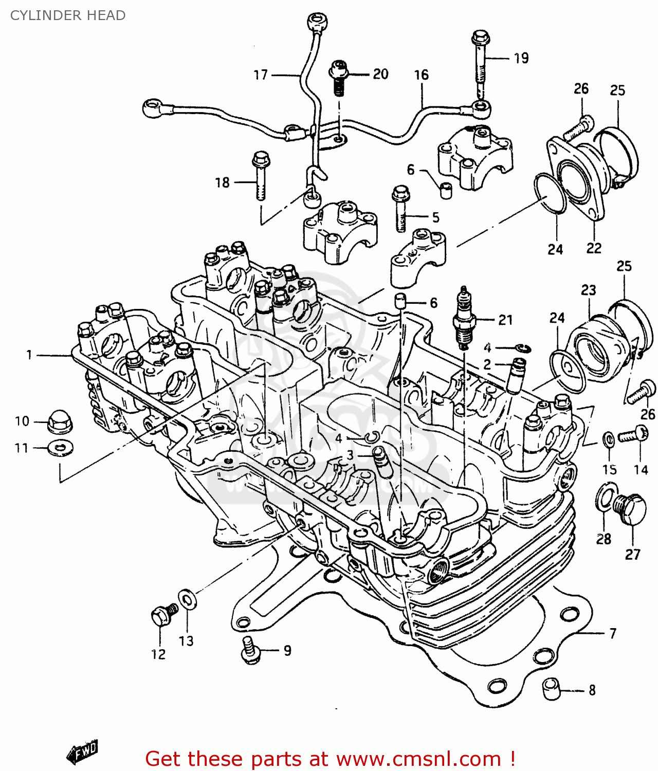 CYLINDER HEAD GSX750E 1985 (F) (E01 E02 E21 E24)
